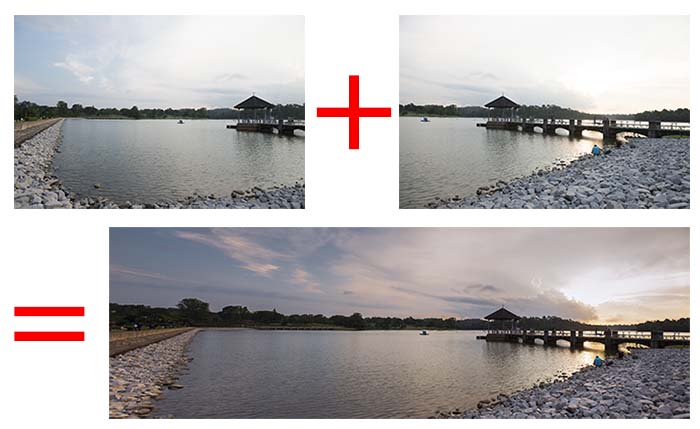 Combining 2 landscape photos into a panorama
